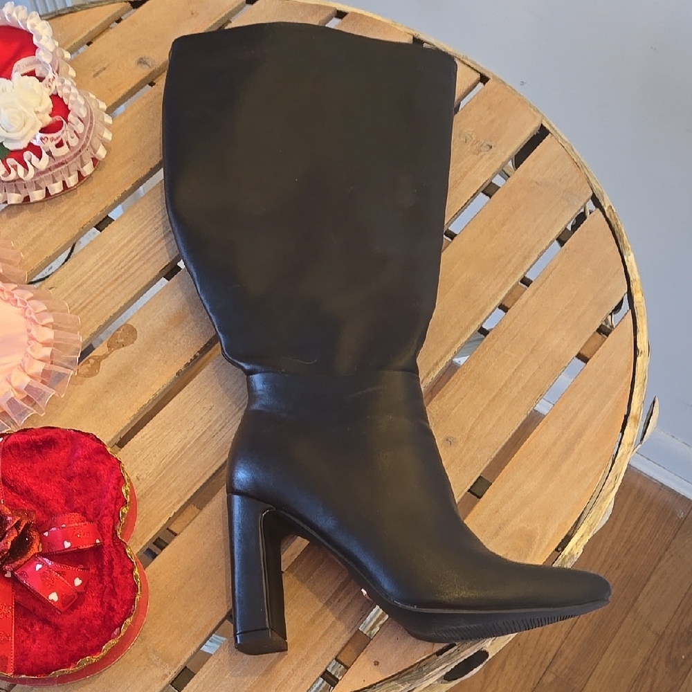 Black High Heel Boot extra wide calf 9